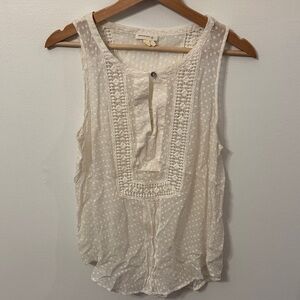 Meadow Rue Cream Textured Sleeveless Blouse